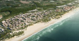 an aerial view of a beach