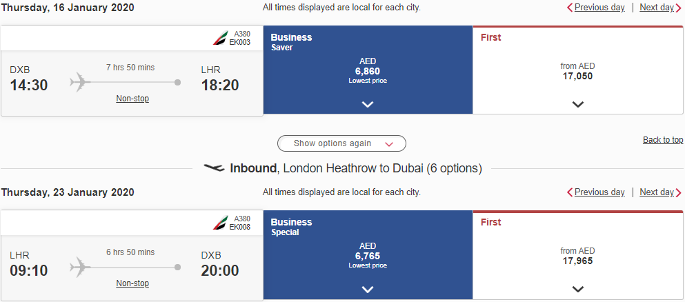 screens screenshot of a flight schedule